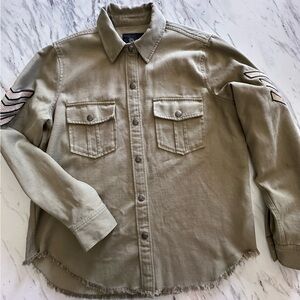 Rails Loren Canteen  Raw Hem Military Shirt Size S Women Olive